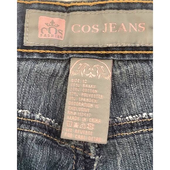 COS Women Jeans 12 Y2K Rhinestones Boot Cut Embroidered Embellished Flare Leg - Picture 12 of 16